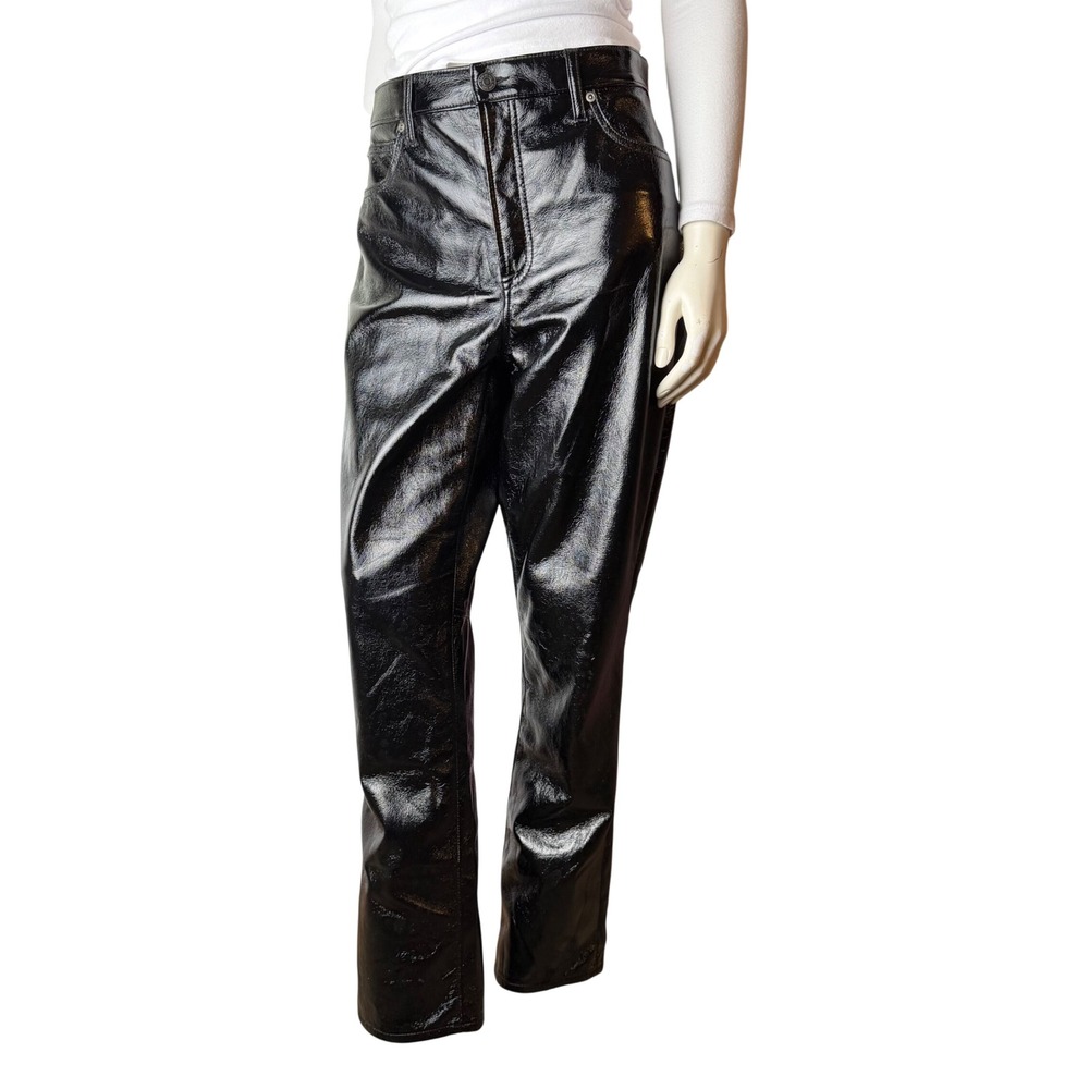 Gap Vintage Slim High Rise Faux Patent Leather Pants Black Edgy Grunge 32/14R